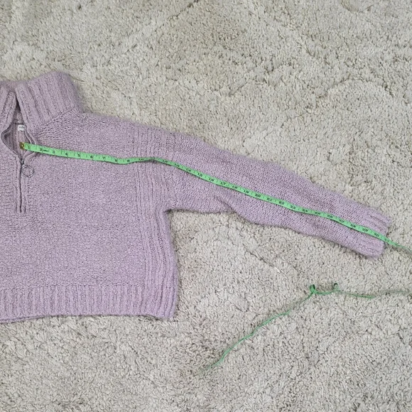 Aeropostal Pink Fuzzy Cropped Quarter-Zip Sweater in Light Petal Pink. M - Picture 10 of 10
